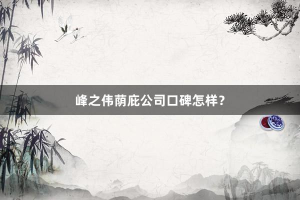 峰之伟荫庇公司口碑怎样？
